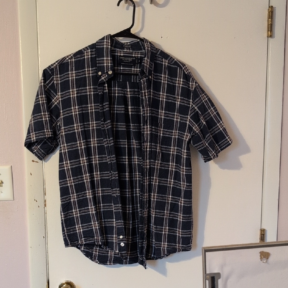 American Eagle Outfitters Dark Blue Checkered Shirt
